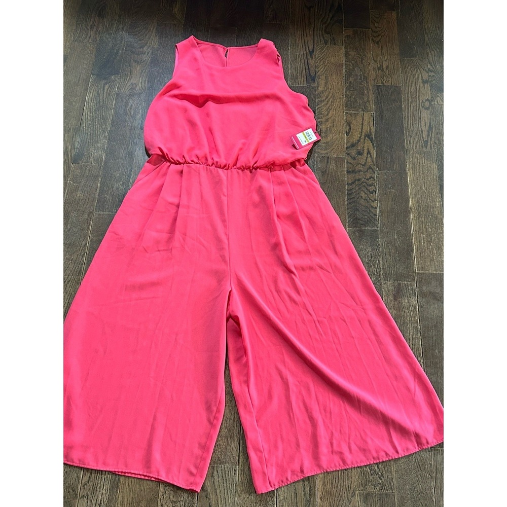 Vince Camuto Jumpsuit Romper Womens Size 14 Pink Sleeveless Wide Leg NWT Barbie